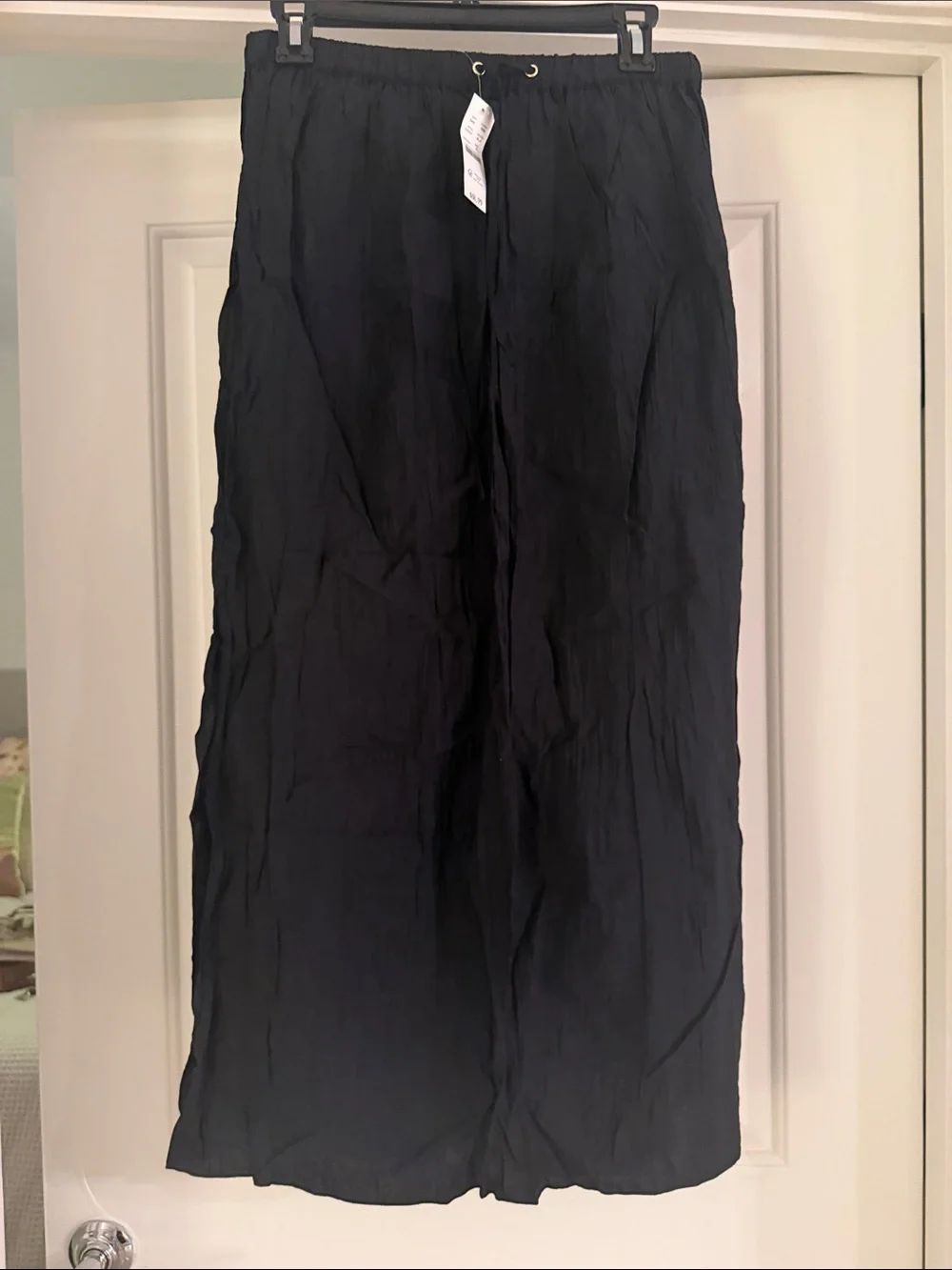 NWT J.Crew Crinkled Drawstring Midi Skirt in Black